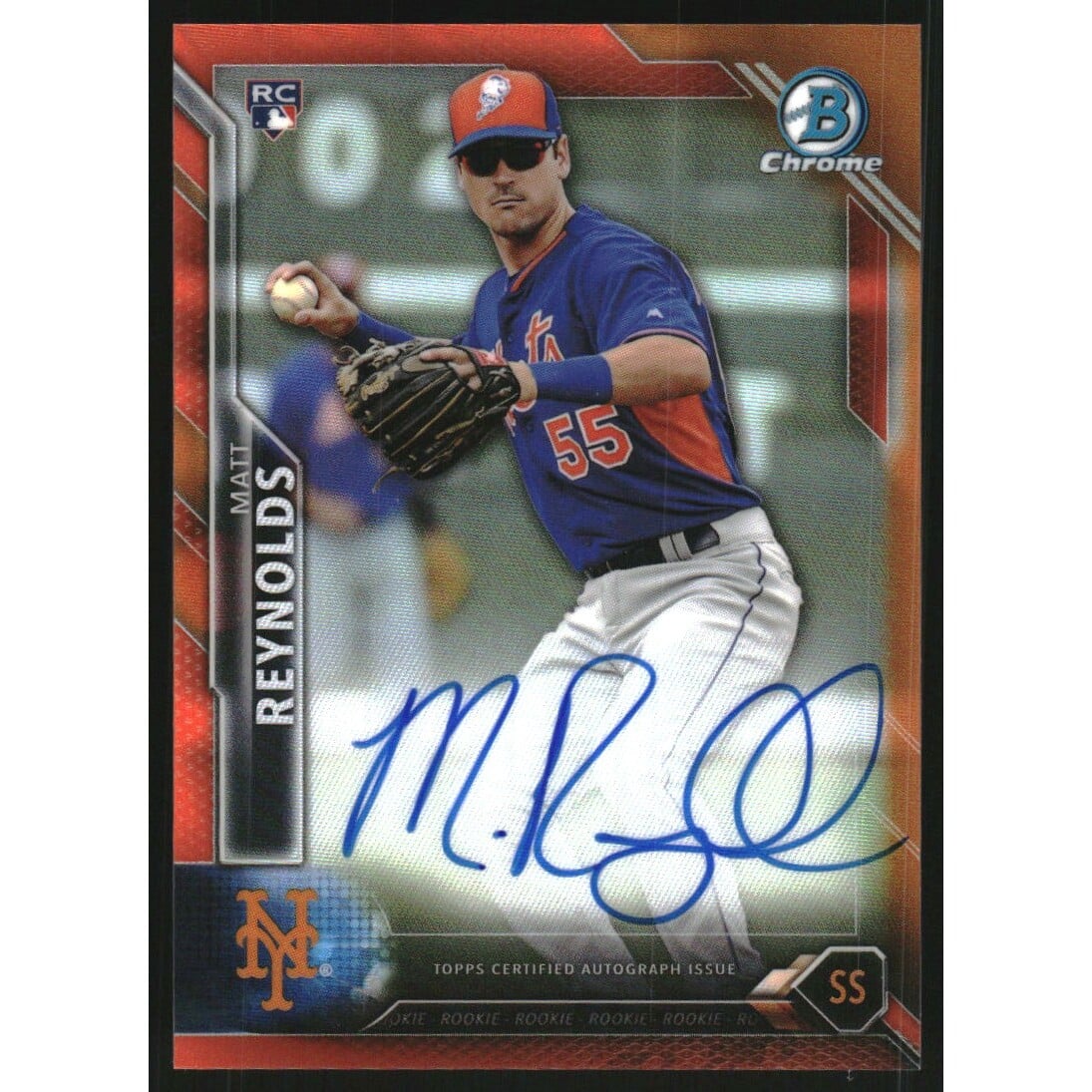 2016 Bowman Chrome Rookie Autographs Orange Refractors #BCARMR Matt Reynolds. rookie card picture