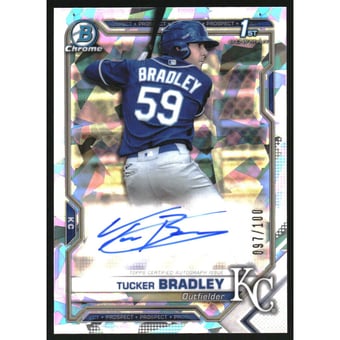 2021 Bowman Chrome Prospect Autographs Atomic Refractors #CPATB Tucker Bradley