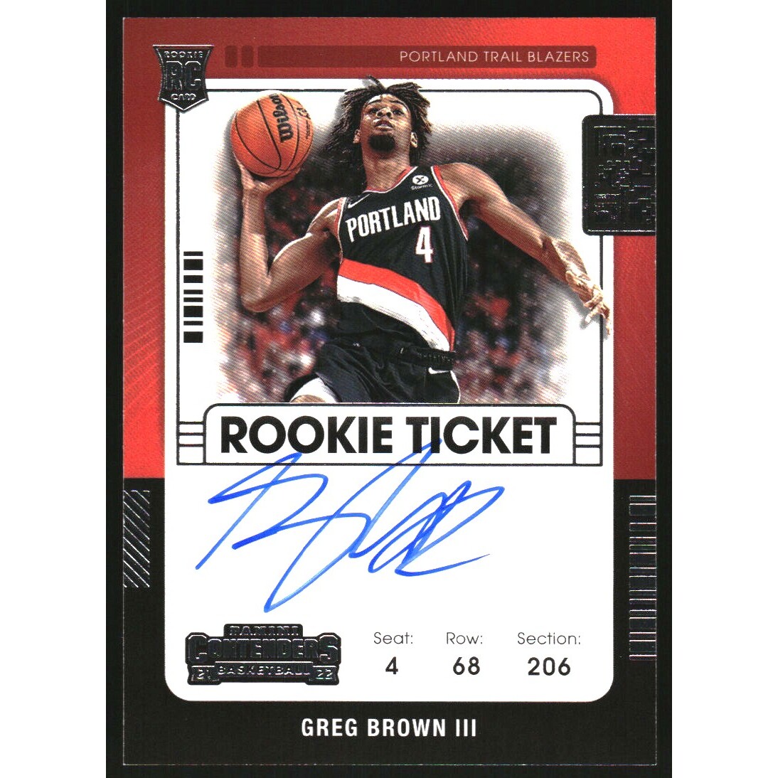 2021-22 Panini Contenders Photo Variation Autographs #136 Greg Brown III 2021-22 Panini Contenders Photo Variation Autographs #136 Greg Brown III