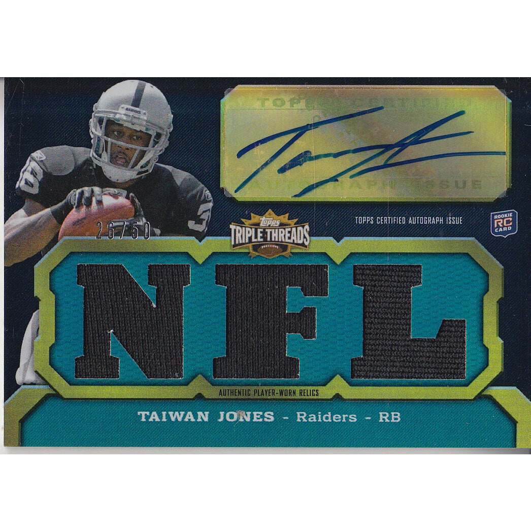 2011 Topps Triple Threads Emerald #135B Taiwan Jones JSY AU. rookie card picture