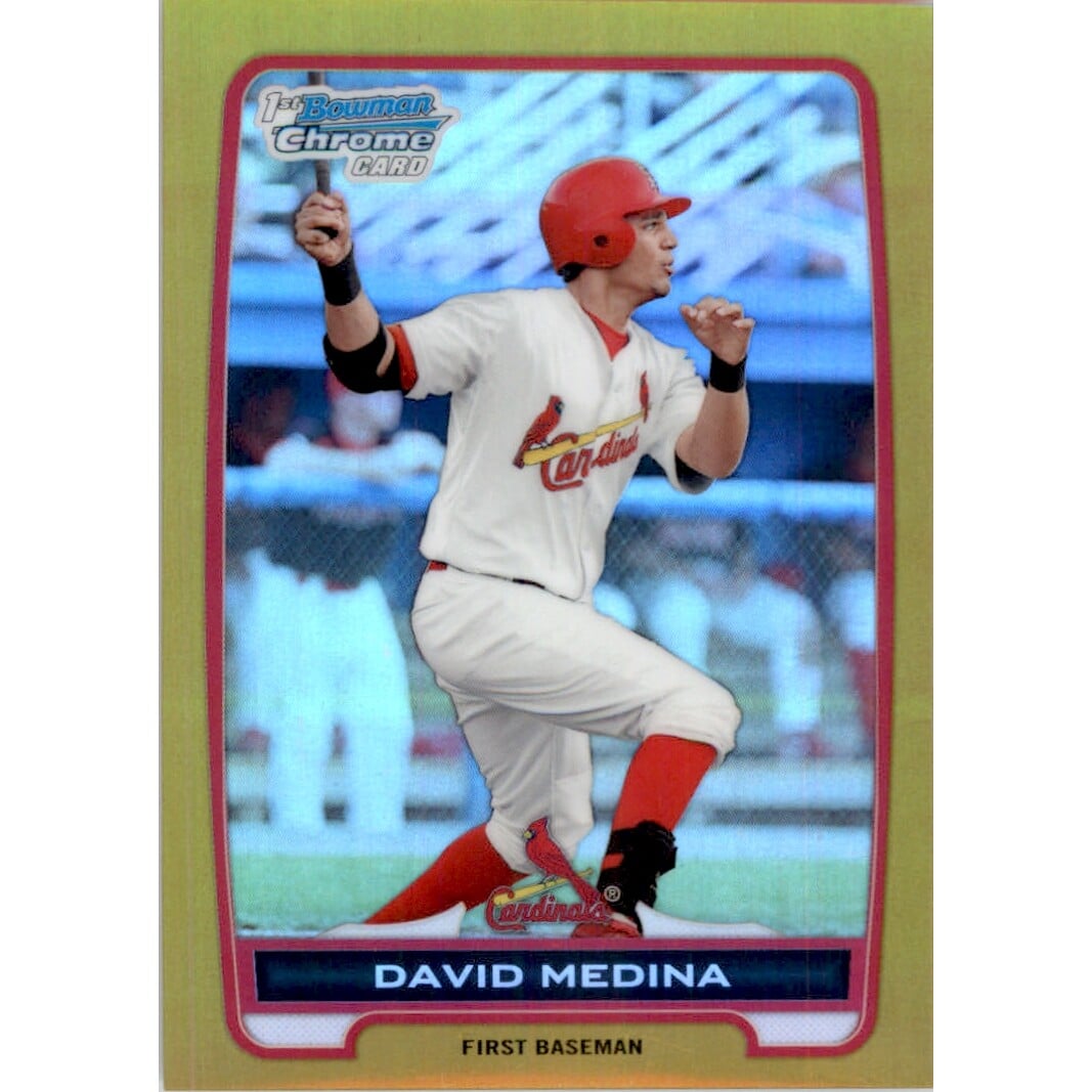 2012 Bowman Chrome Prospects Gold Refractors #BCP61 David Medina. rookie card picture