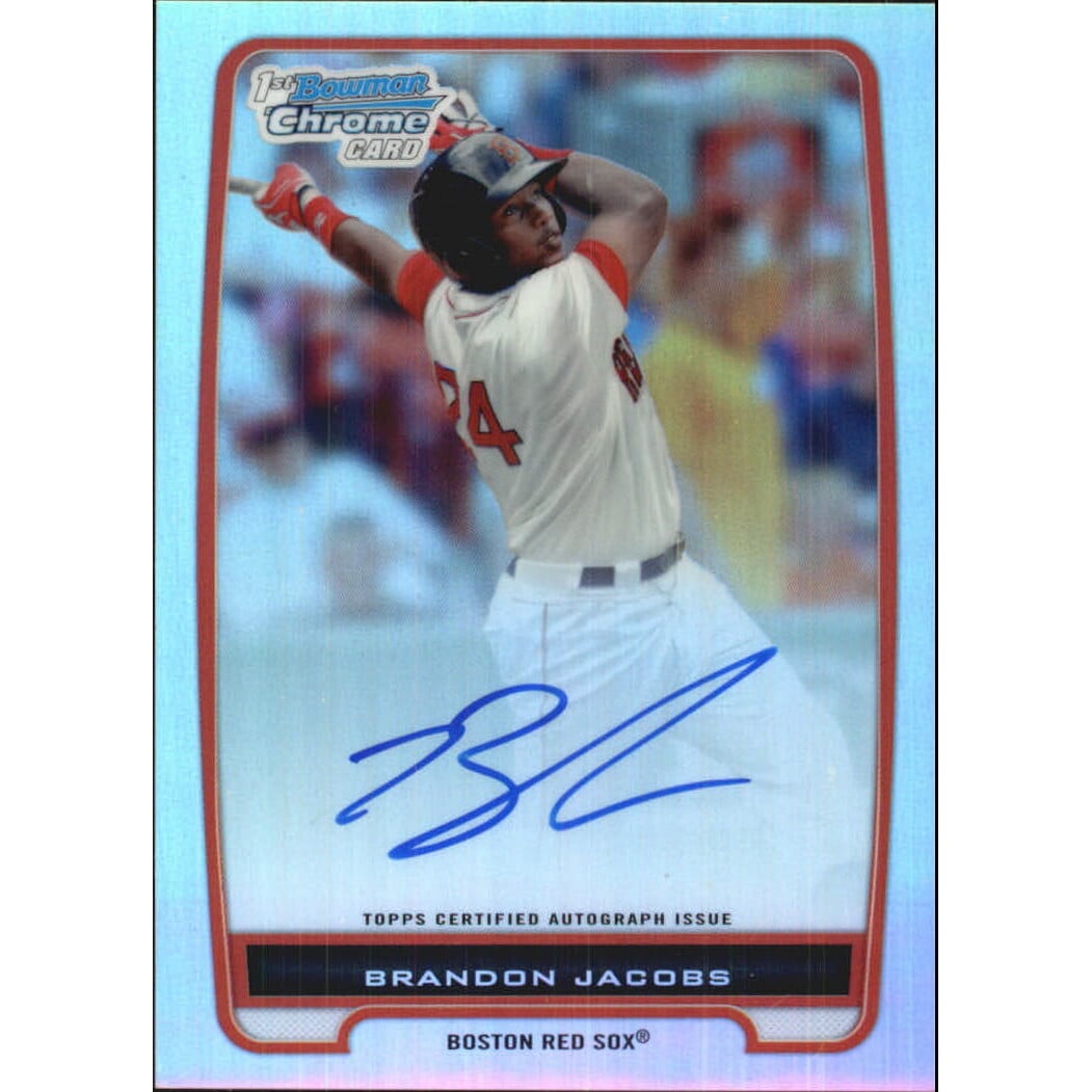 2012 Bowman Chrome Prospect Autographs Refractors #BCP93 Brandon Jacobs. rookie card picture