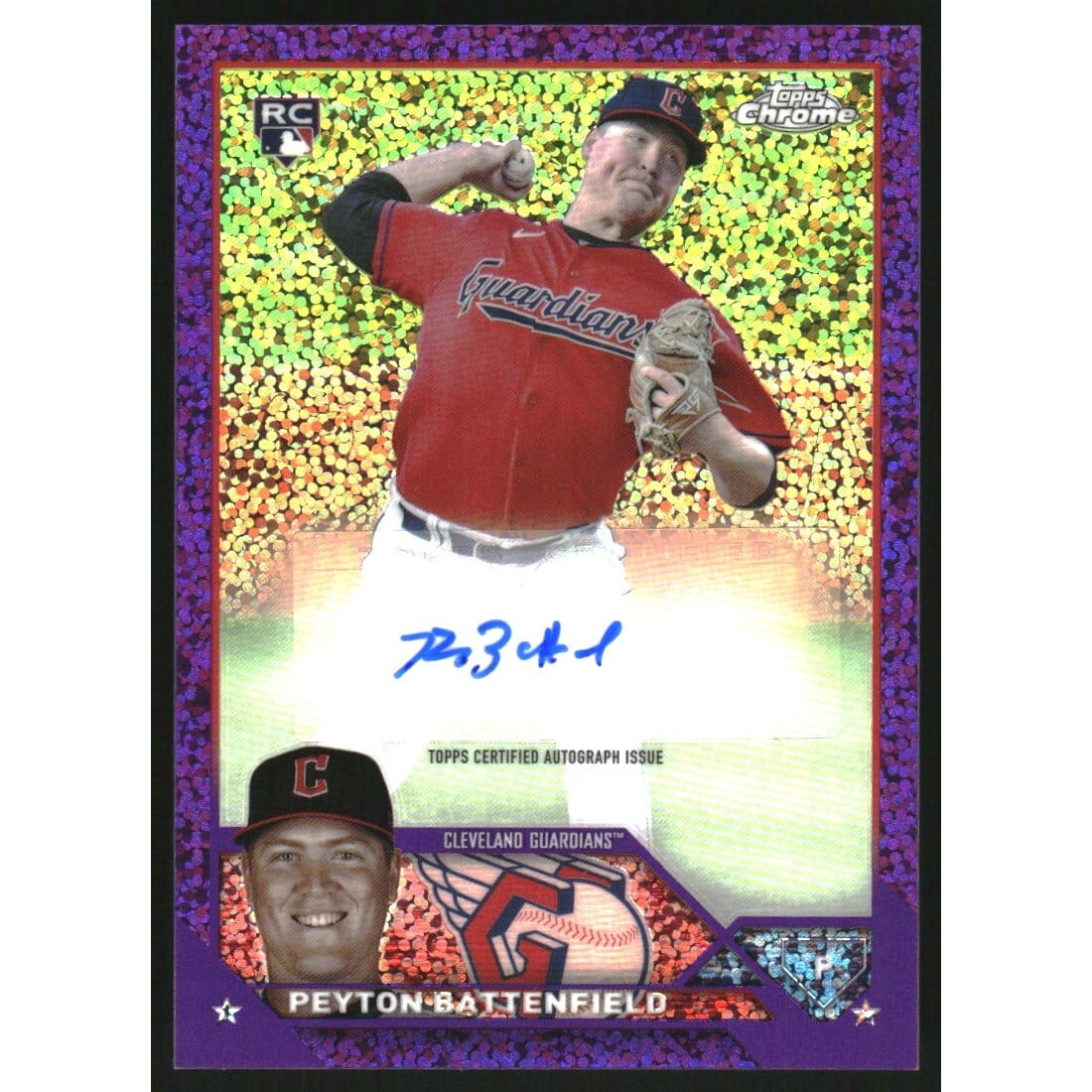2023 Topps Chrome Update Autographs Purple Speckle Refractors #ACPBA Peyton Battenfield. rookie card picture