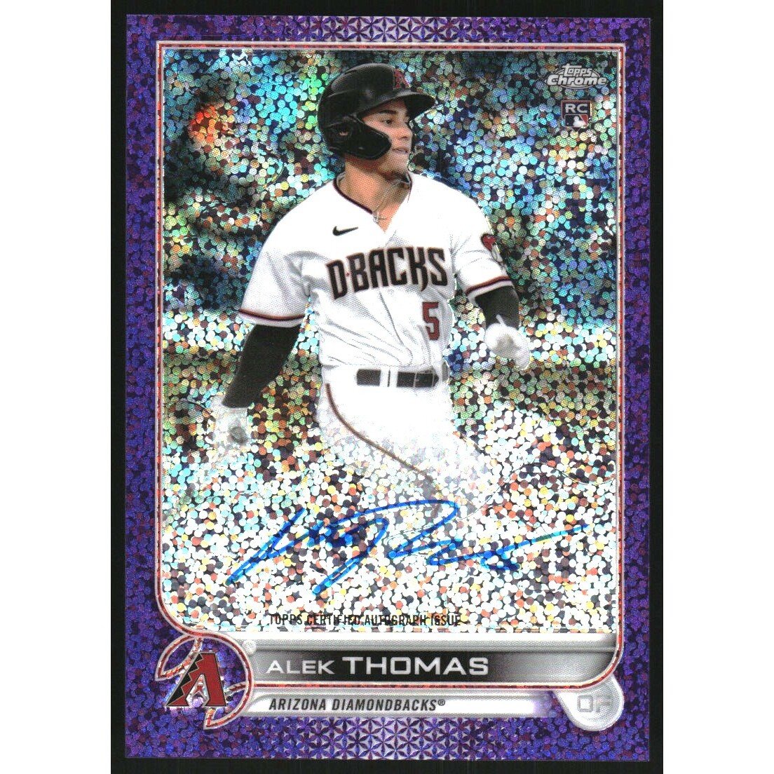 2022 Topps Chrome Rookie Autographs Purple Speckle Refractors #RAAT Alek Thomas. rookie card picture
