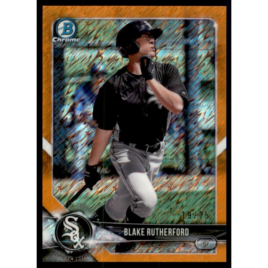 2018 Bowman Chrome Prospects Orange Shimmer Refractors #BCP140 Blake Rutherford. rookie card picture