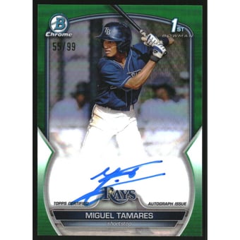 2023 Bowman Chrome Prospect Autographs Green Refractors #CPAMT Miguel Tamares