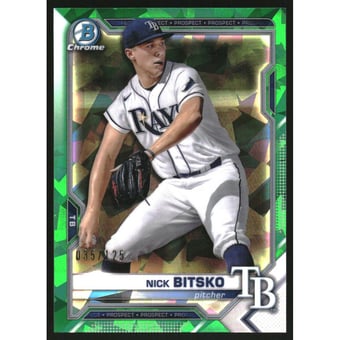 2021 Bowman Chrome Sapphire Prospects Green Refractors #BCP143 Nick Bitsko