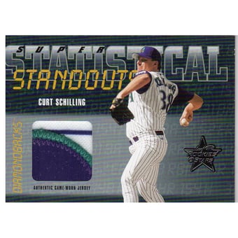 2002 Leaf Rookies and Stars Statistical Standouts Materials Super #SS28 Curt Schilling Jsy