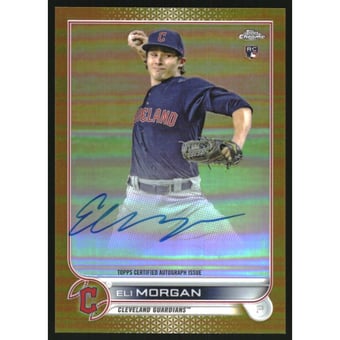 2022 Topps Chrome Rookie Autographs Gold Refractors #RAEM Eli Morgan