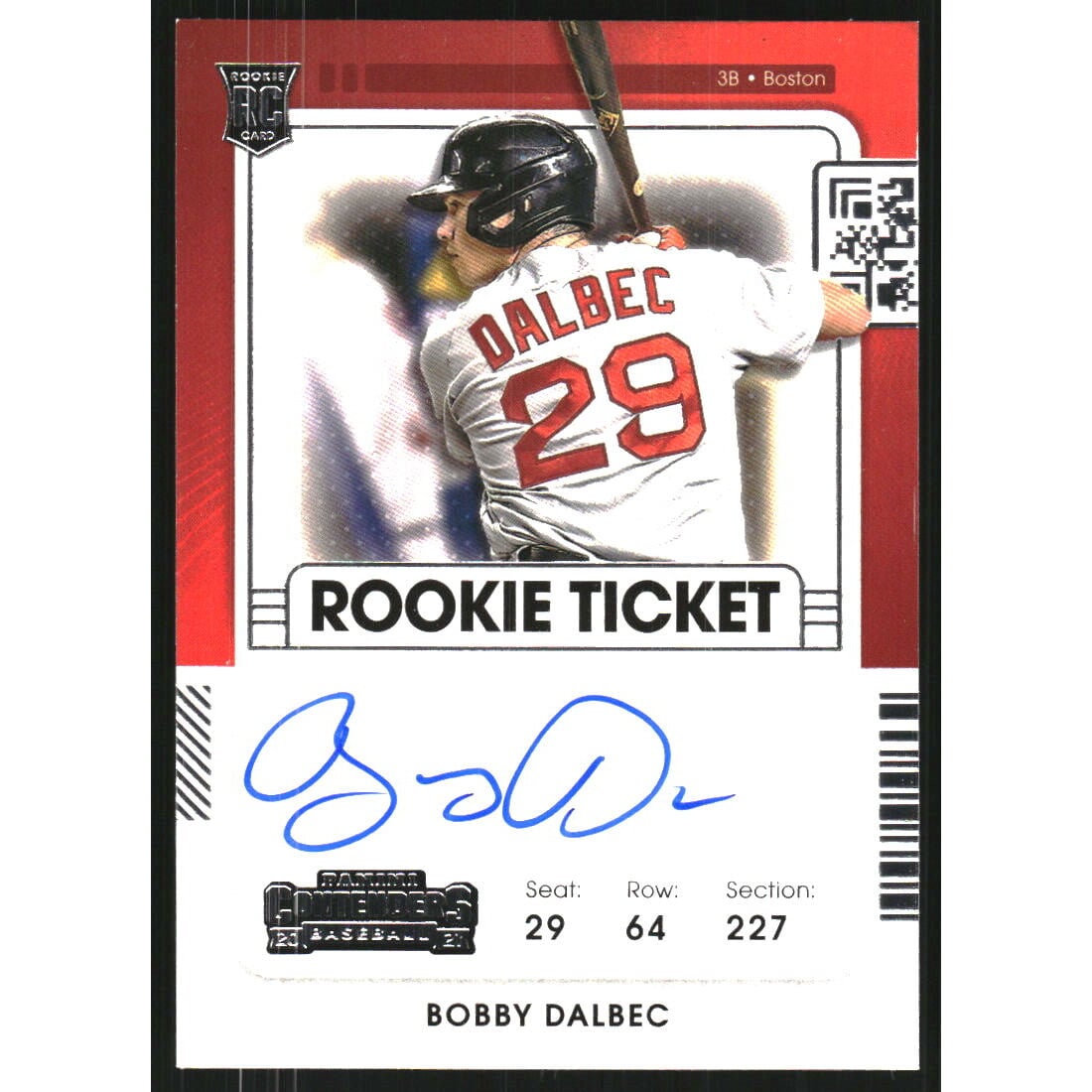 2021 Panini Contenders #106 Bobby Dalbec AU RC. rookie card picture