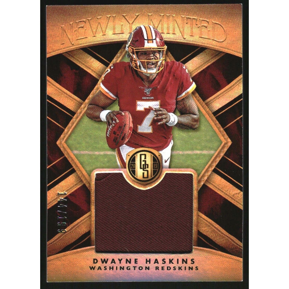 2019 Panini Gold Standard Newly Minted Memorabilia #1 Dwayne Haskins. rookie card picture