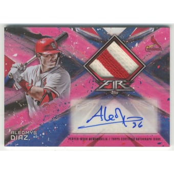 2017 Topps Fire Autograph Patches Magenta #FAPAD Aledmys Diaz