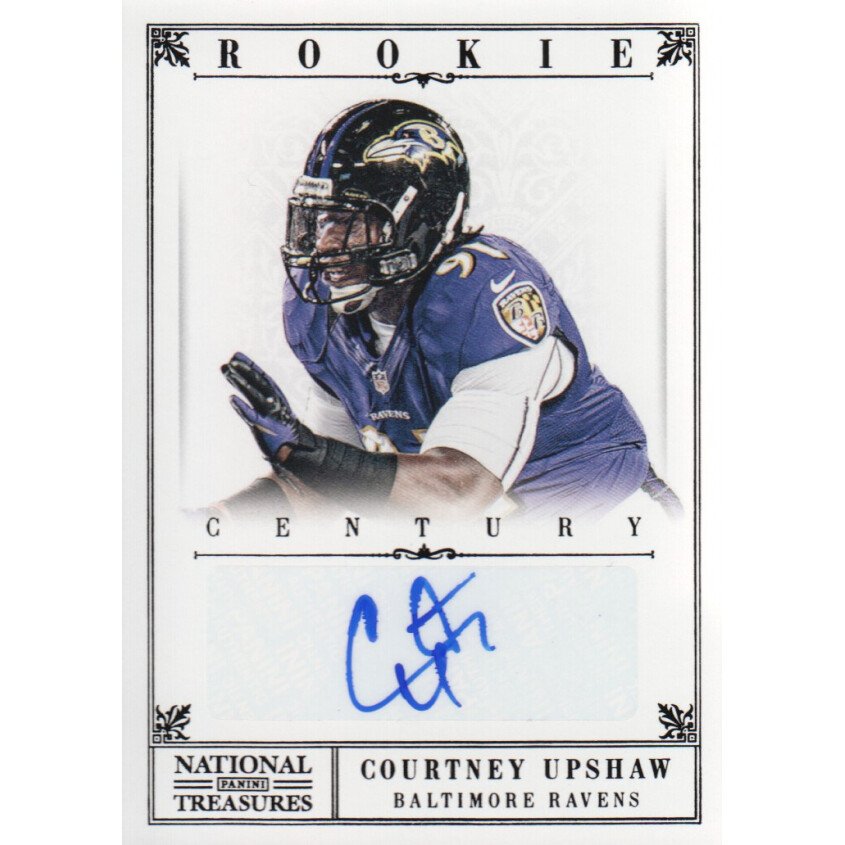 2012 Panini National Treasures Century Black Signature #221 Courtney Upshaw/25. rookie card picture