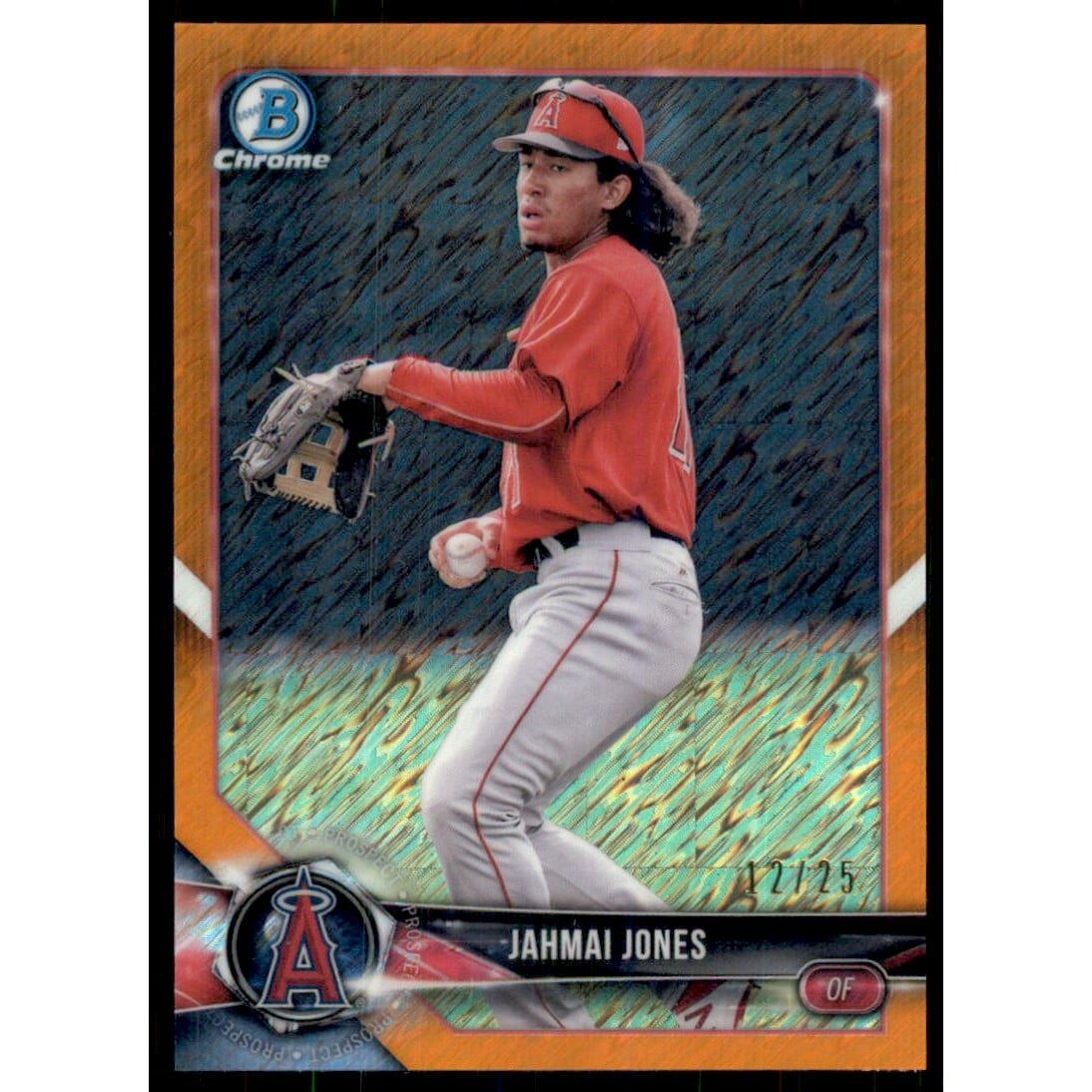 2018 Bowman Chrome Prospects Orange Shimmer Refractors #BCP144 Jahmai Jones. rookie card picture