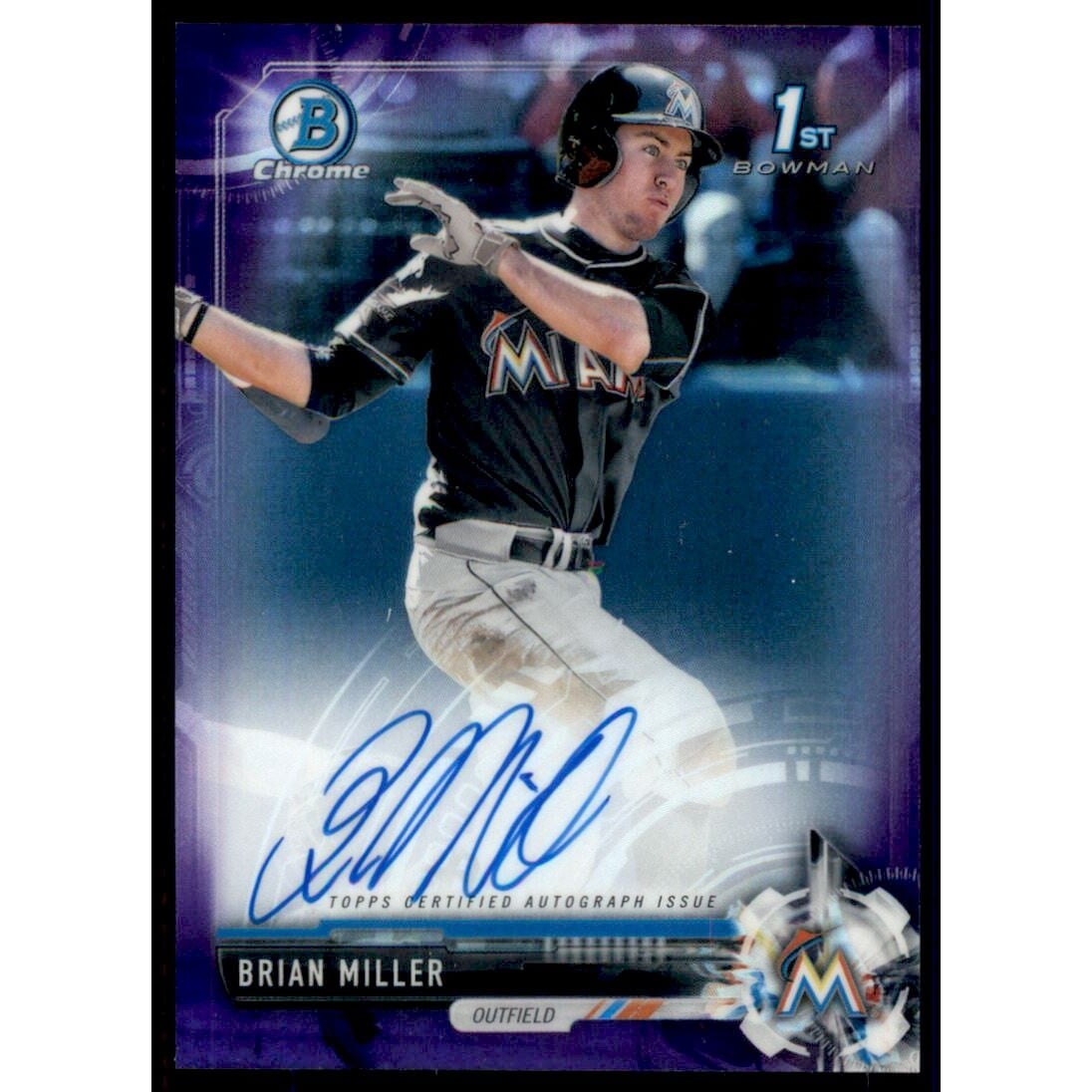 2017 Bowman Chrome Draft Autographs Purple Refractors #CDABMI Brian Miller. rookie card picture