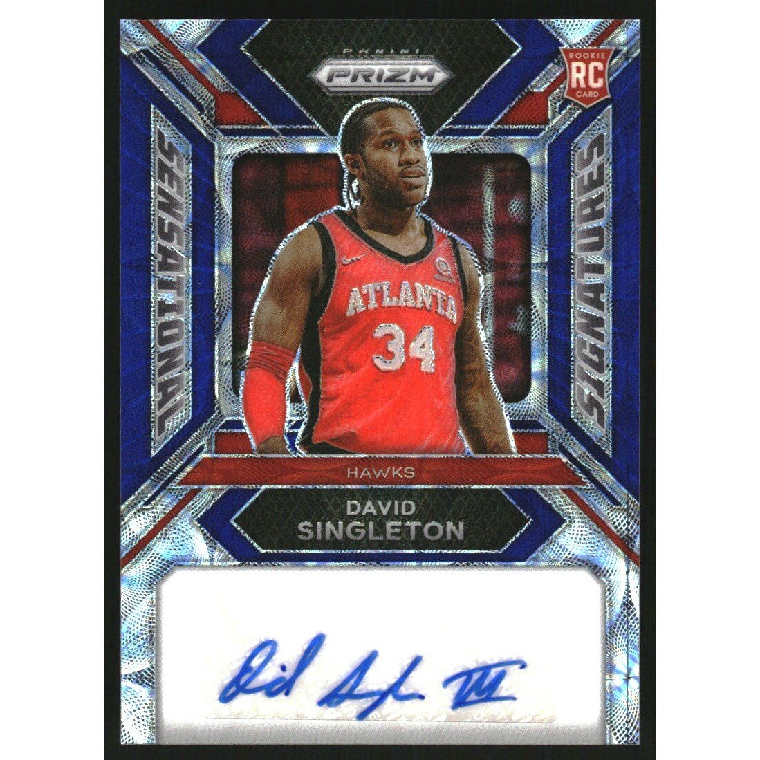2023-24 Panini Prizm Sensational Signatures Prizms Choice Blue #17 David Singleton/49. rookie card picture