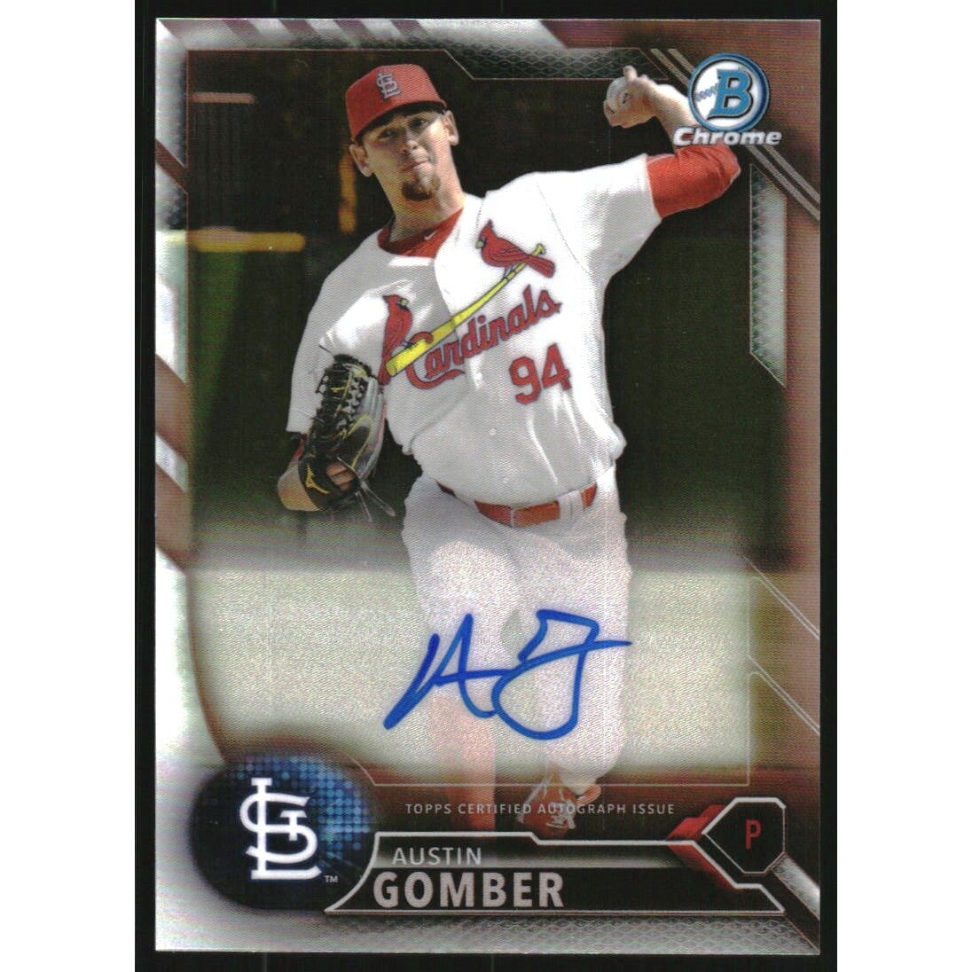 2016 Bowman Chrome Prospect Autographs Refractors #BCAPAG Austin Gomber. rookie card picture
