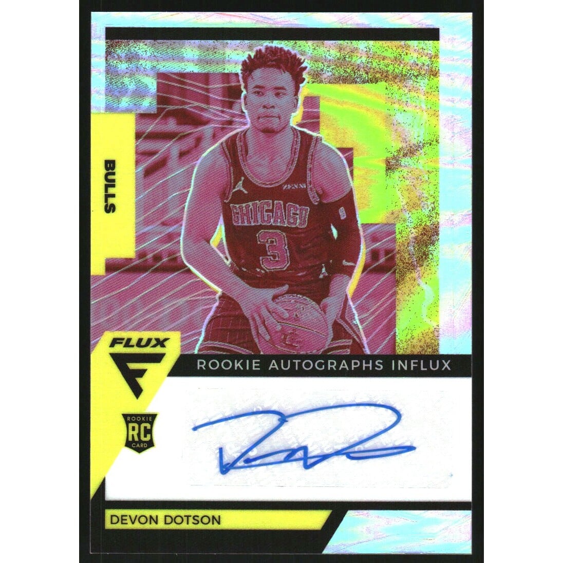 2020-21 Panini Flux Rookie Influx Autographs Silver #30 Devon Dotson. rookie card picture