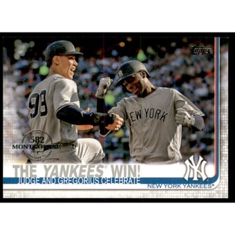2019 Topps Factory Set 582 Montgomery #14 The Yankees Win!/Aaron Judge/Didi Gregorius