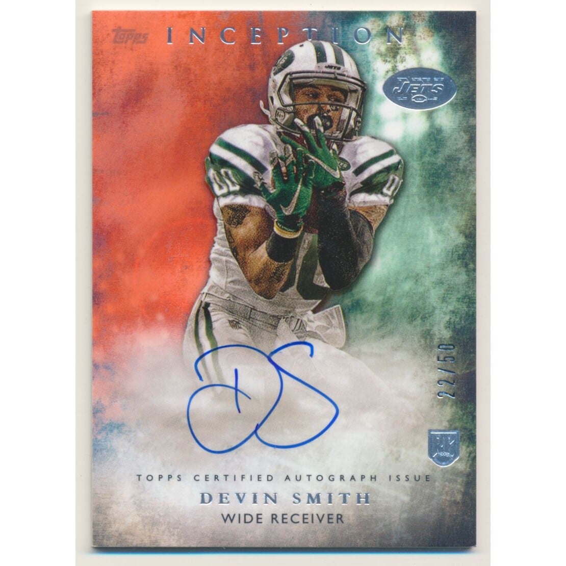 2015 Topps Inception Orange #RA14 Devin Smith AU. rookie card picture