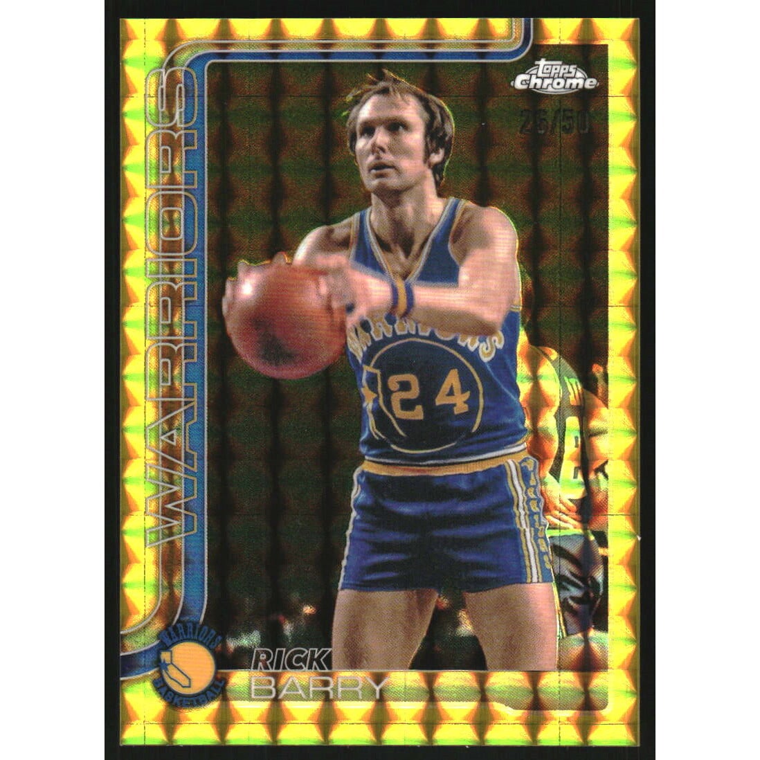2025-26 Topps Chrome Gold Geometric Refractors #249 Rick Barry. rookie card picture