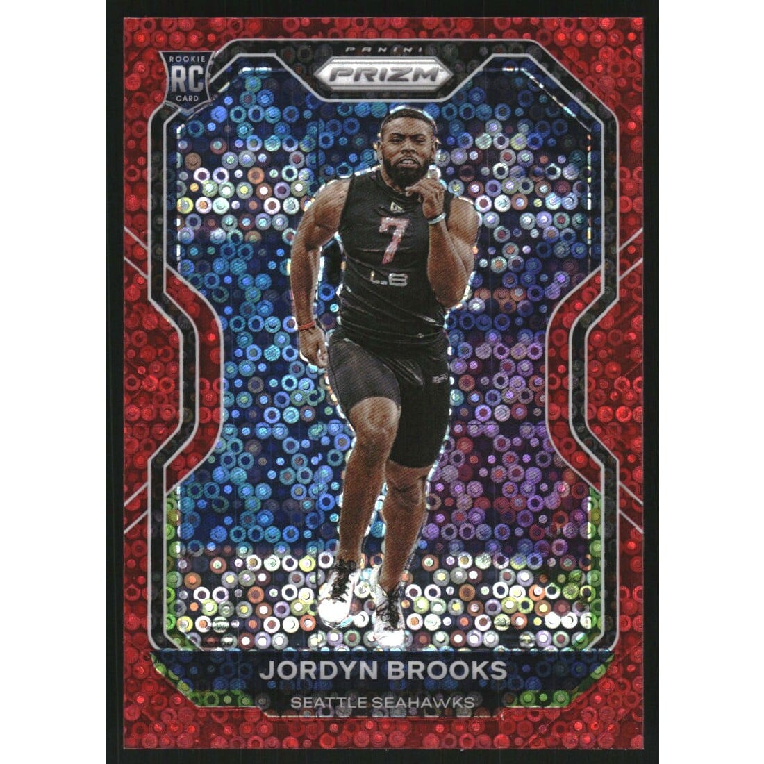 2020 Panini Prizm Prizms No Huddle Red #388 Jordyn Brooks. rookie card picture