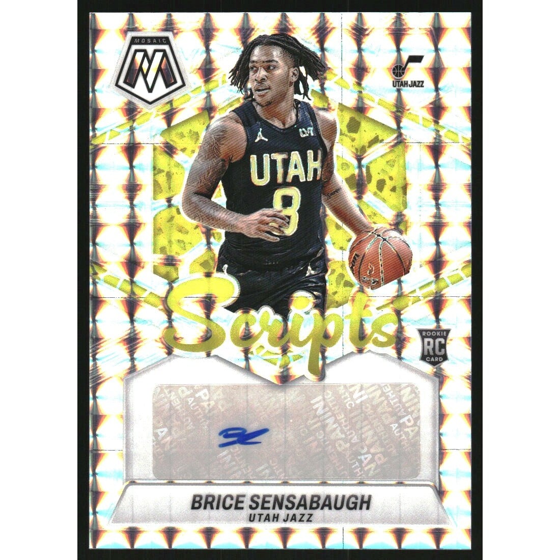2023-24 Panini Mosaic Rookie Scripts #18 Brice Sensabaugh. rookie card picture
