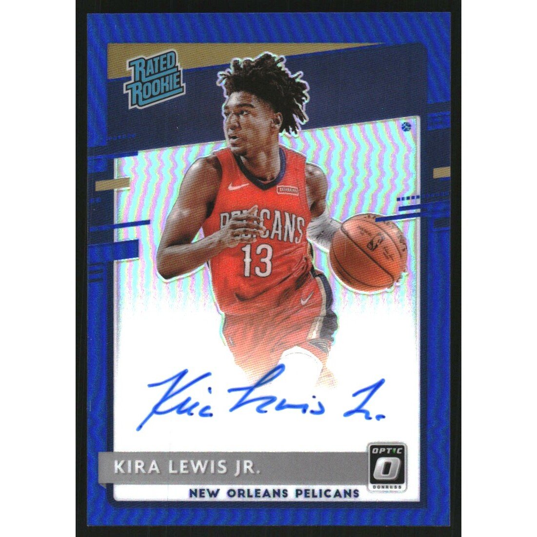 2020-21 Donruss Optic Rated Rookies Signatures Blue #163 Kira Lewis Jr.. rookie card picture