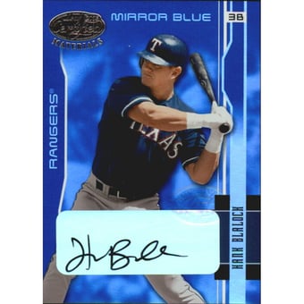 2003 Leaf Certified Materials Mirror Blue Autographs #187 Hank Blalock/50