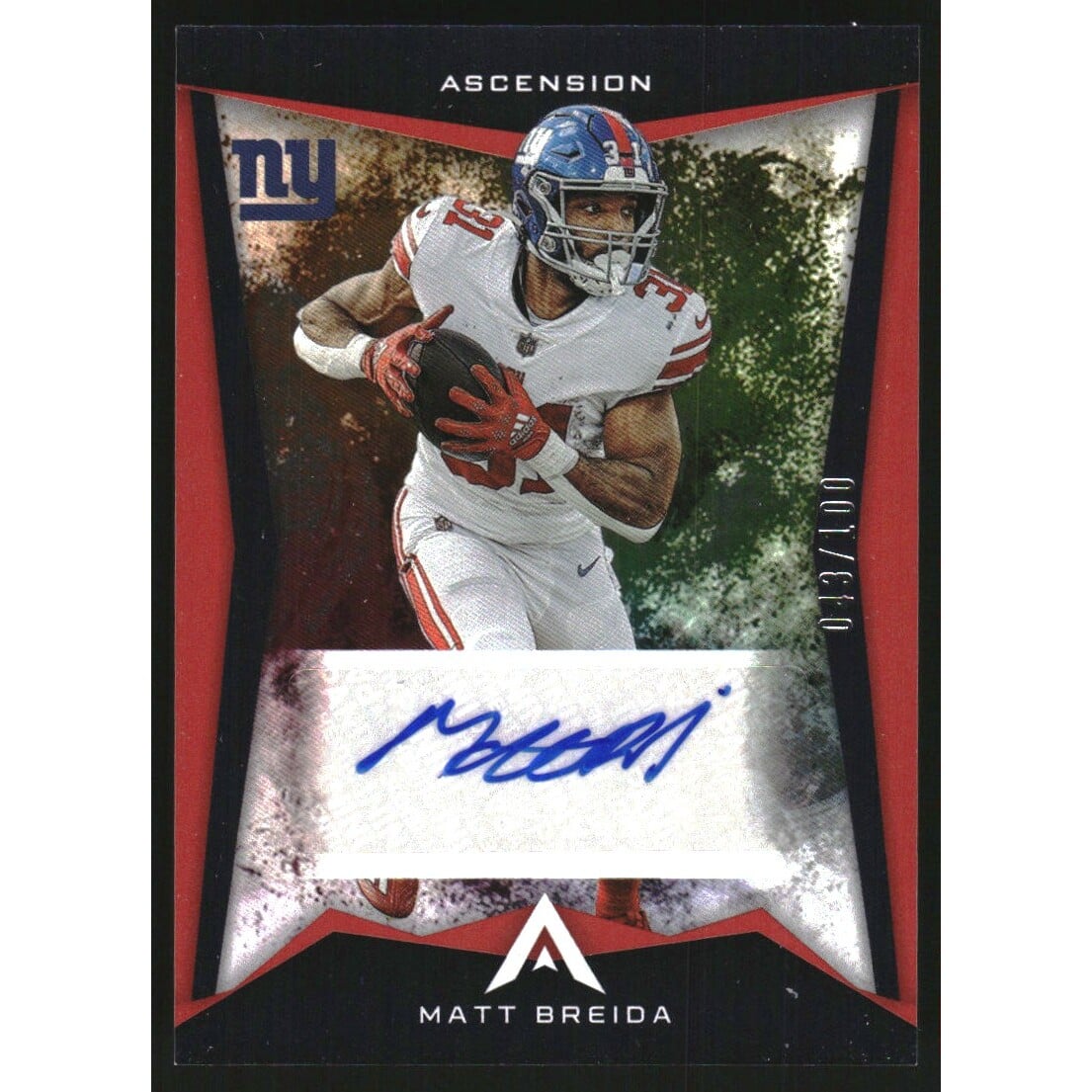 2022 Panini Chronicles Ascension Autographs Red #18 Matt Breida. rookie card picture