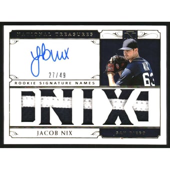 2019 Panini National Treasures Rookie Signature Material Names Gold #18 Jacob Nix