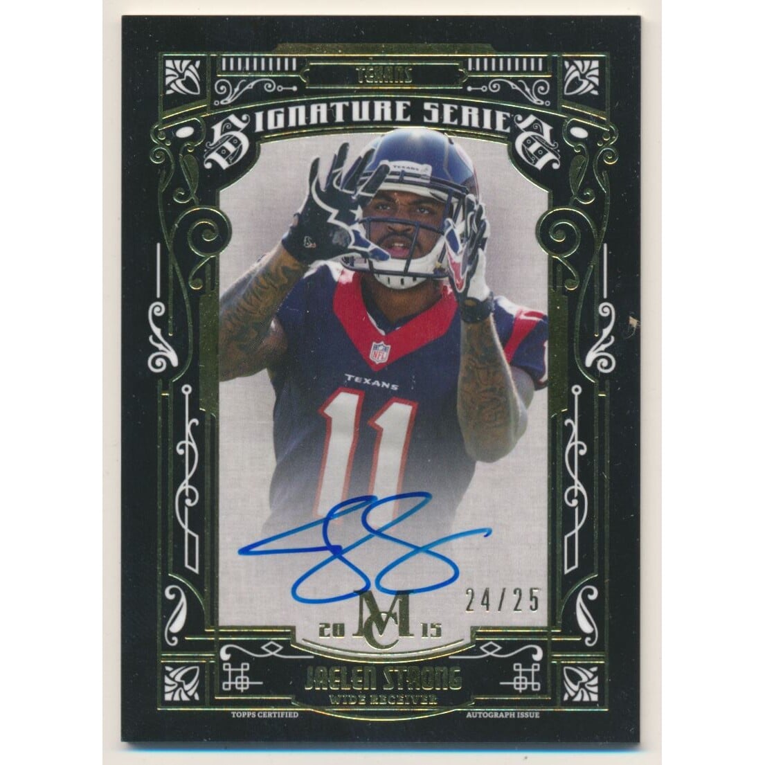 2015 Topps Museum Collection Signature Series Autographs Gold #SSAJS Jaelen Strong. rookie card picture
