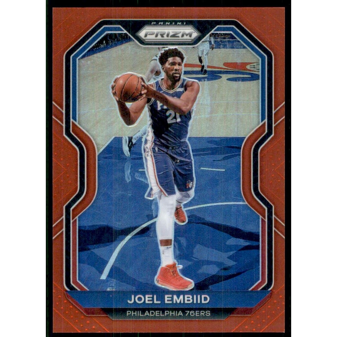 2020-21 Panini Prizm Prizms Red #141 Joel Embiid. rookie card picture