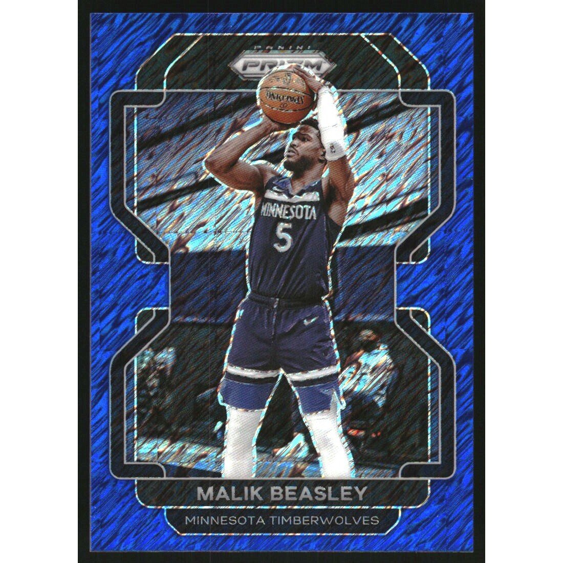 2021-22 Panini Prizm Prizms Blue Shimmer #98 Malik Beasley. rookie card picture