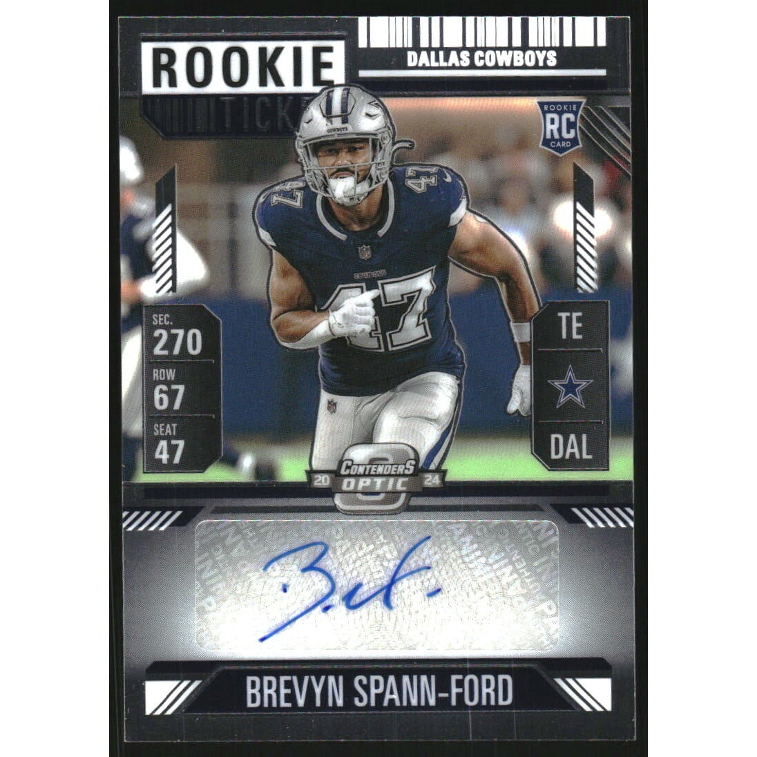 2024 Panini Contenders Optic #175 Brevyn Spann-Ford AU RC. rookie card picture
