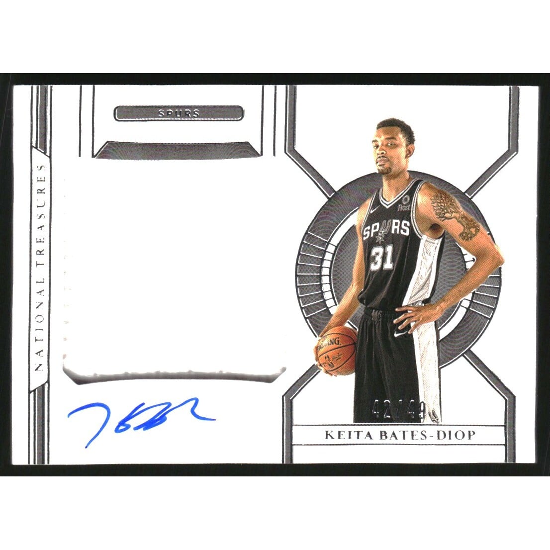 2020-21 Panini National Treasures Colossal Material Autographs #3 Keita Bates-Diop/49. rookie card picture