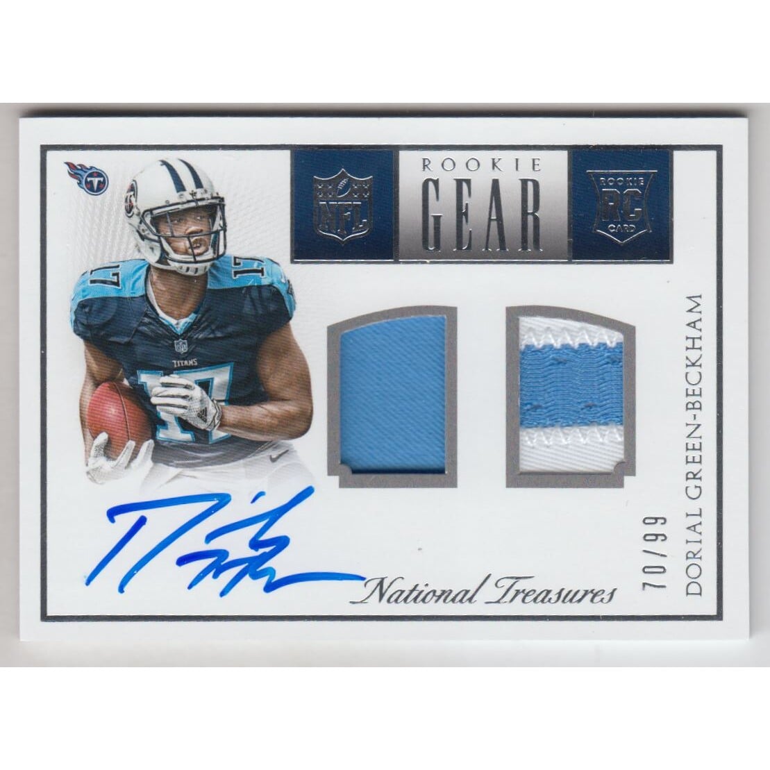 2015 Panini National Treasures Rookie NFL Gear Dual Materials Signatures #3 Dorial Green-Beckham/99. rookie card picture
