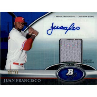 2011 Bowman Platinum Relic Autograph Blue Refractors #JF Juan Francisco