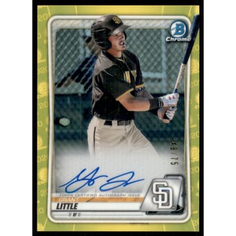 2020 Bowman Chrome Prospect Autographs Yellow Refractors #CPAGL Grant Little