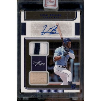 2022 Panini Three and Two Rookie Dual Jersey Autographs Full Count #13 Vidal Brujan