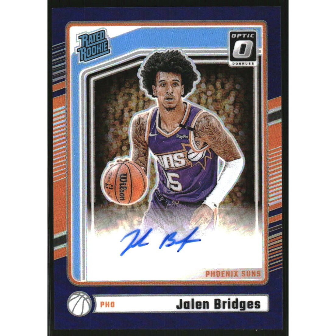2024-25 Donruss Optic Purple #328 Jalen Bridges RR AU. rookie card picture