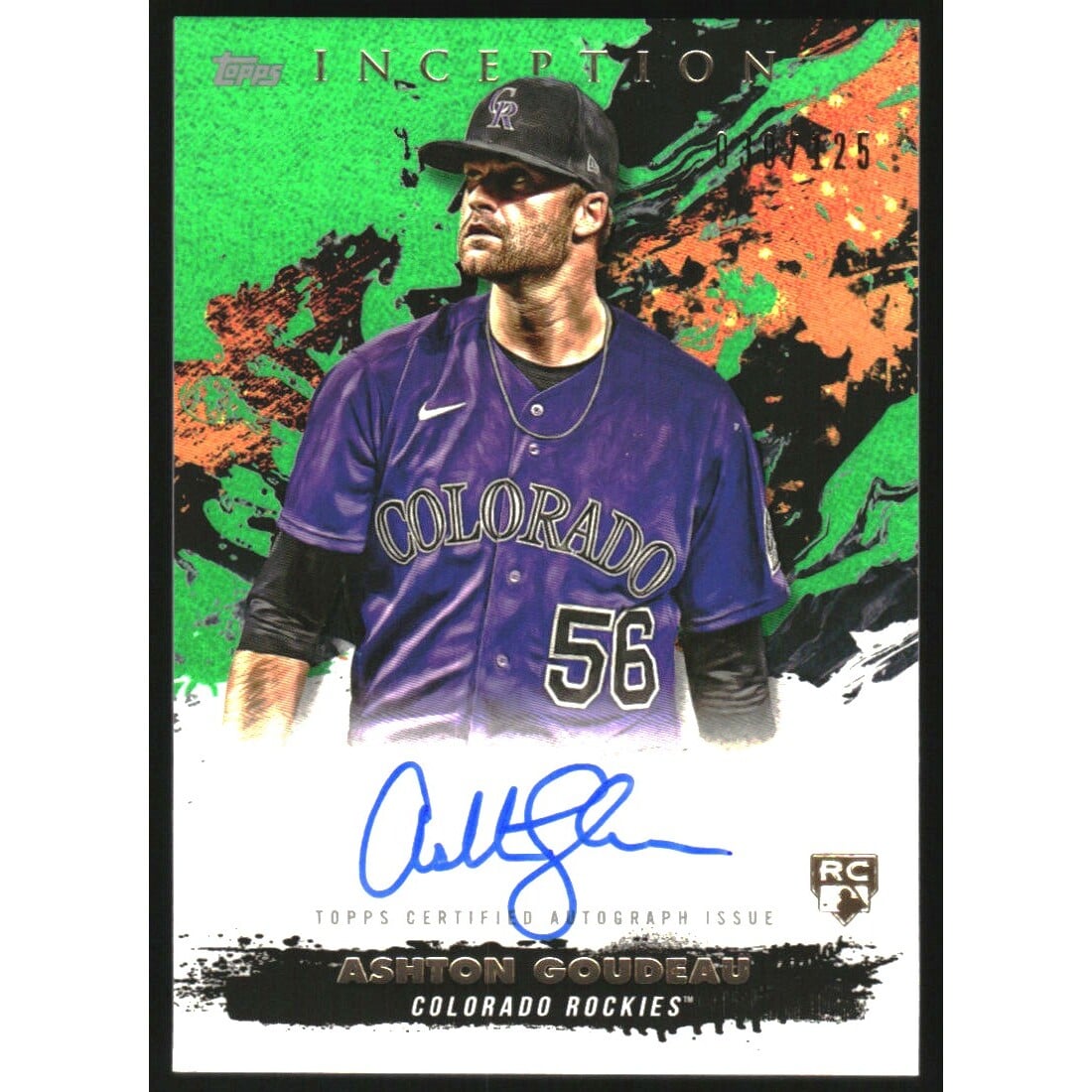 2021 Topps Inception Rookie and Emerging Stars Autographs Green #RESAAGO Ashton Goudeau. rookie card picture