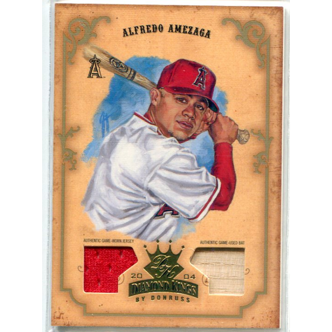 2004 Diamond Kings DK Materials Gold #136 Alfredo Amezaga Bat-Jsy/3