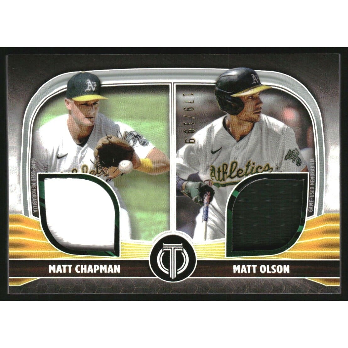 2022 Topps Tribute Dual Player Relics #DR2CO Matt Olson/Matt Chapman. rookie card picture