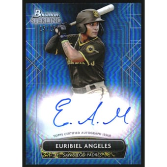 2022 Bowman Sterling Prospect Autographs Blue Refractors #PAEA Euribiel Angeles