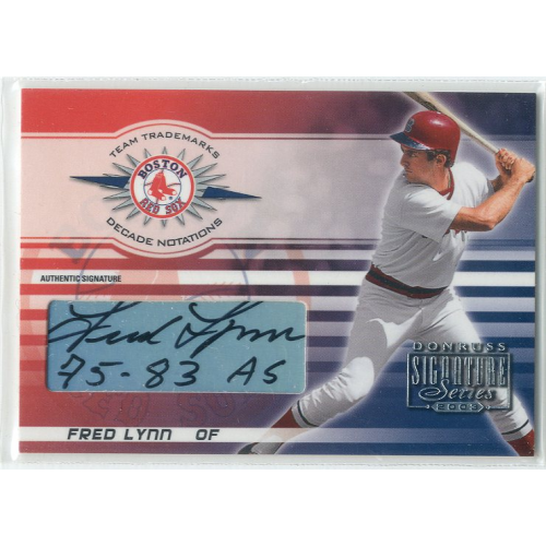 2003 Donruss Signature Team Trademarks Autographs Notations Decade #10A Fred Lynn 75-83 AS. rookie card picture