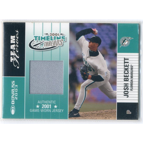 2003 Donruss Team Heroes Timeline Threads #30 Josh Beckett/101. rookie card picture