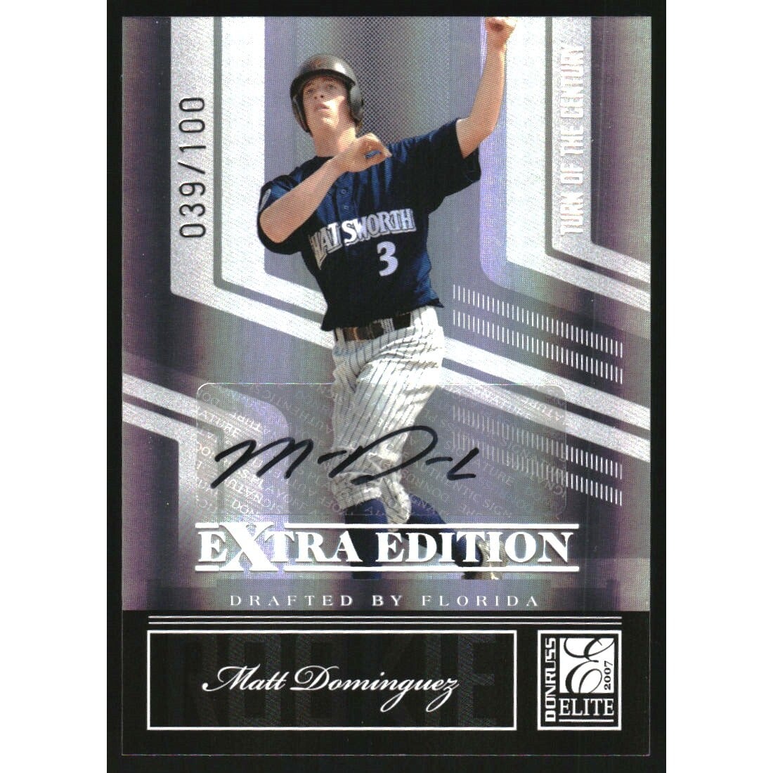 2007 Donruss Elite Extra Edition Signature Turn of the Century #118 Matt Dominguez/100. rookie card picture