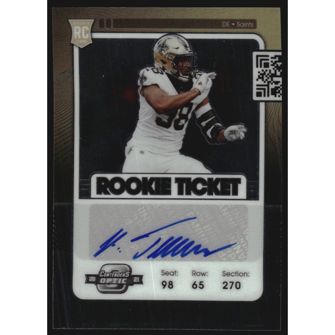 2021 Panini Contenders Optic #155 Payton Turner AU RC. rookie card picture