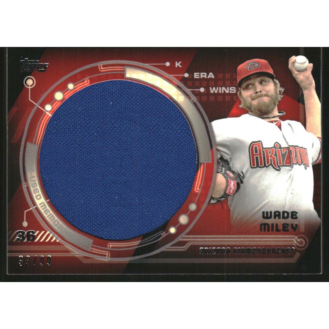 2014 Topps Trajectory Jumbo Relics #TJRWMA Wade Miley/99. rookie card picture
